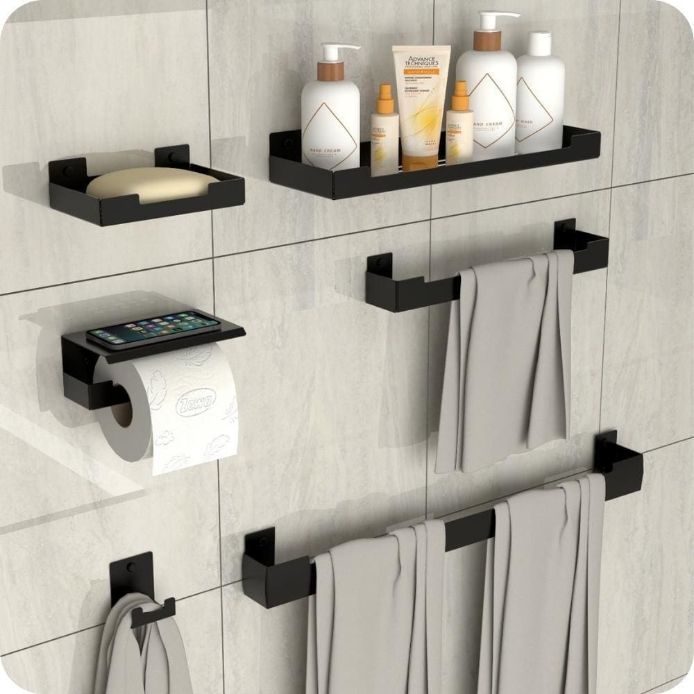 Kit Acessórios Para Banheiro Preto Fosco 6 Peças ELG