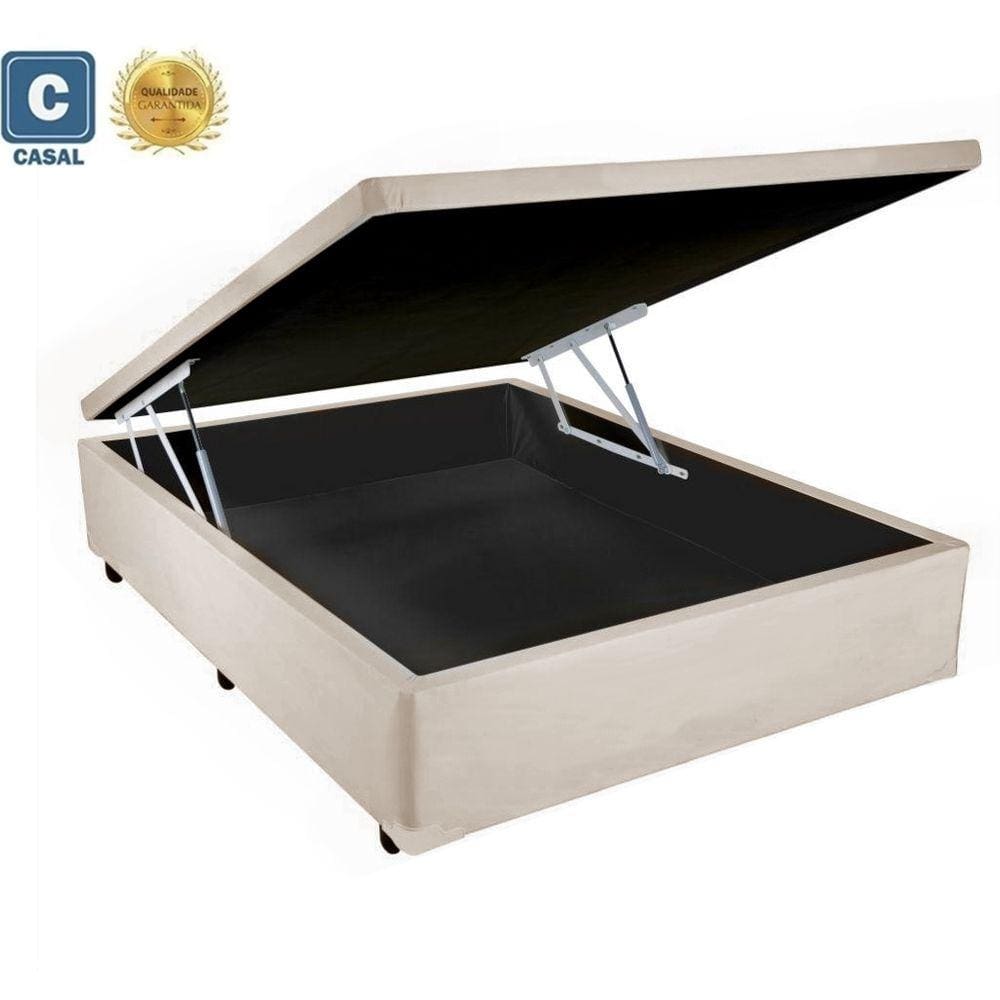 Cama Box Baú Casal Bege 138x188x35