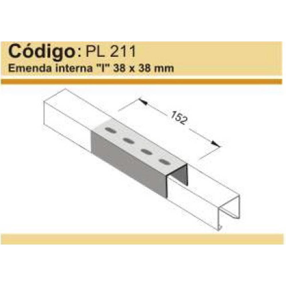 Emenda Interna I para Perfilado Reforçado 38X38cm Perfil Lider
