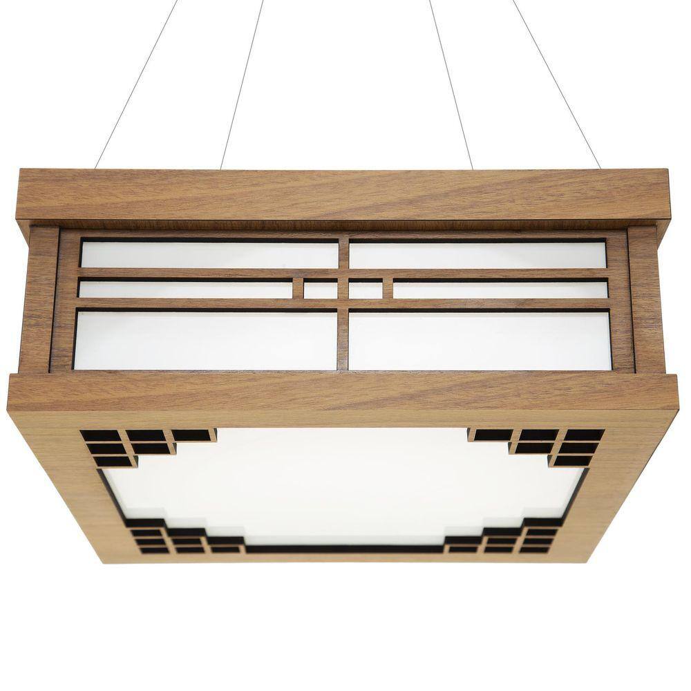 Luminária Decorativa Madeira Pendente Quadrado Itapuã 45Cm