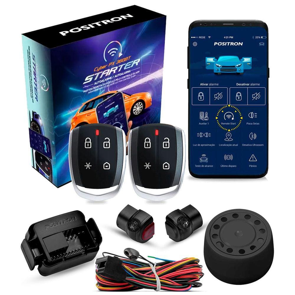Alarme Automotivo Cyber PX 360BT Starter Positron Universal