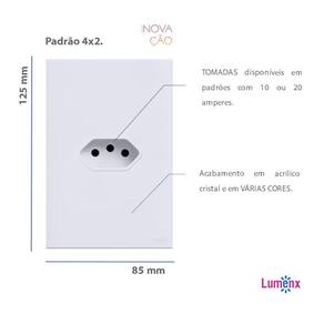 Tomada Simples Tok Glass Branco Lumenx