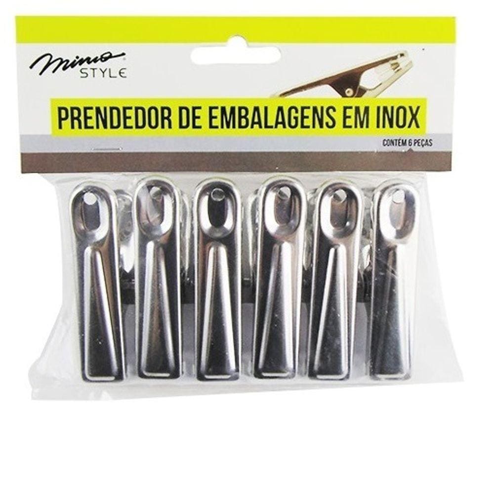 Prendedor de Embalagem Mimo Style em Inox com 06 Peças
