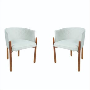 Kit 02 Poltronas Decorativa Sophia Sala Base De Madeira
