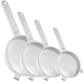 Kit peneira coador nylon 7cm, 12cm, 16cm e 19cm branco Plasutil