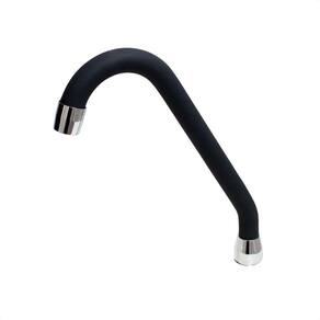 Tubo J Silicone Preto Arejador Fixo Latão Cromado