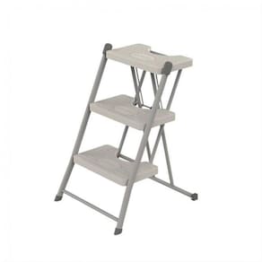 Escada Dobrável Cinza 3 Degraus Compacta 120Kg - Anodilar