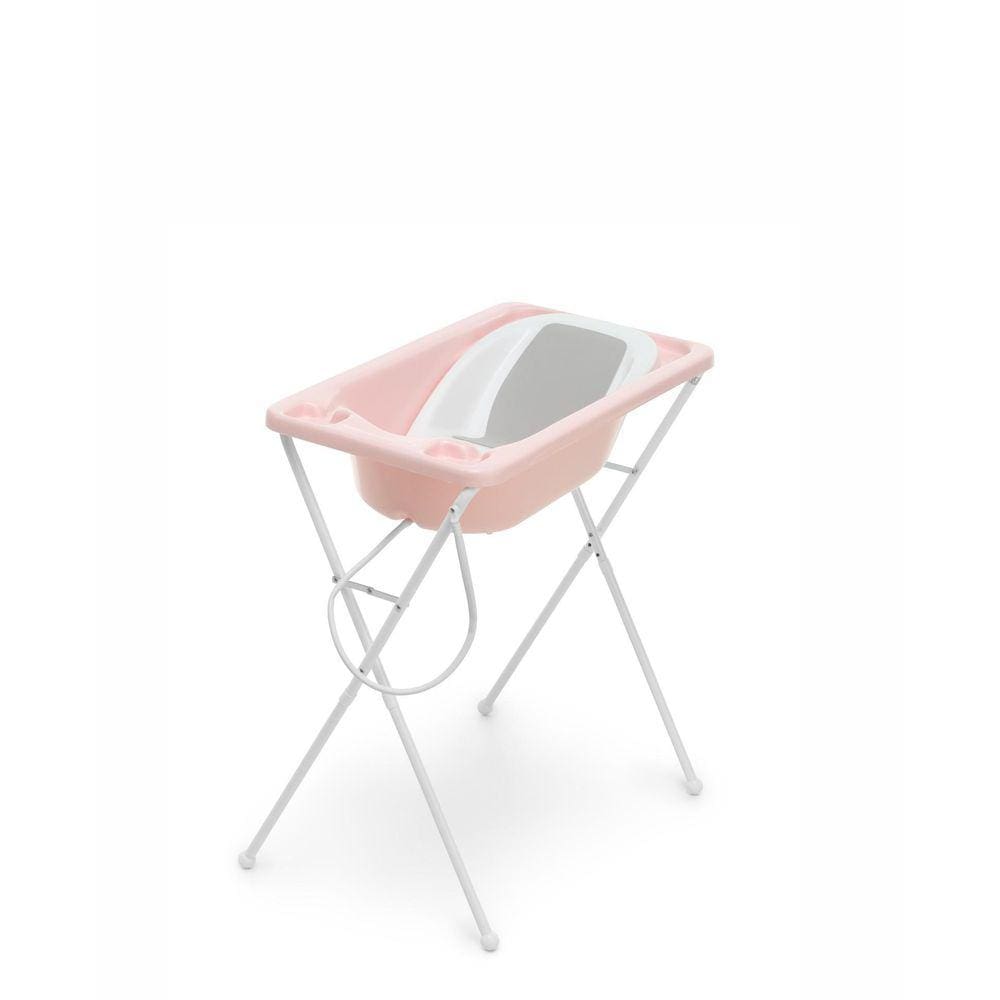 Banheira Bebê Suporte E Redutor Acqua Trio Rosa Perola