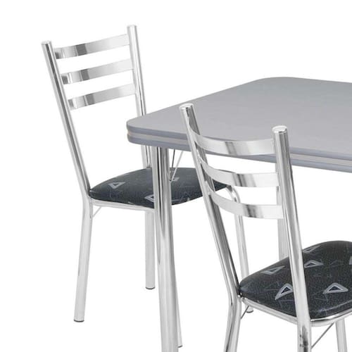 Conjunto de Mesa Mirela Branco Cromado 4 Cadeiras - Criativa