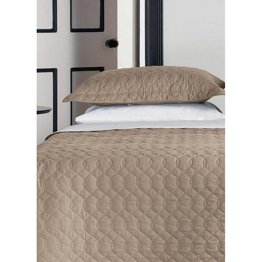 Kit Colcha Solteiro 180 Fios 100% Algodão Matelado Khaki