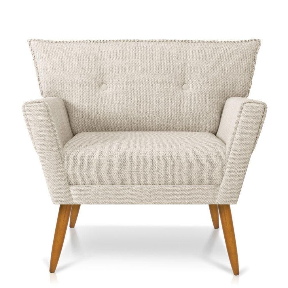 Poltrona Anitta Linho Pés Palito Castanho Cor A79 Preto