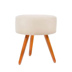 Puff Redondo Suede Cores A Escolha Pes Palito bege