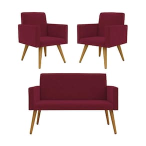 Kit Namoradeira + 2 Poltronas Nina Balaqui Decor Marsala