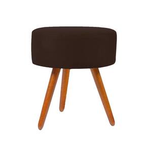 Puff Para Sala Redondo Pé Palito Suede Marrom