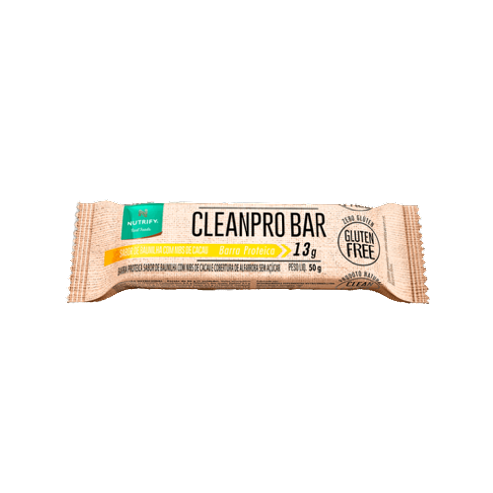 Kit 2X: Barra de Proteína Cleanpro Baunilha/Nibs Nutrify 50g