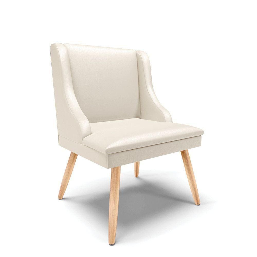 Cadeira Corino Bege Pés Palito Natural