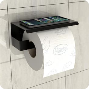 Porta Papel Higienico Com Suporte Para Celular Preto ELG