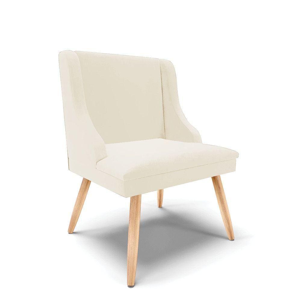 Cadeira Veludo Bege Pés Palito Natural