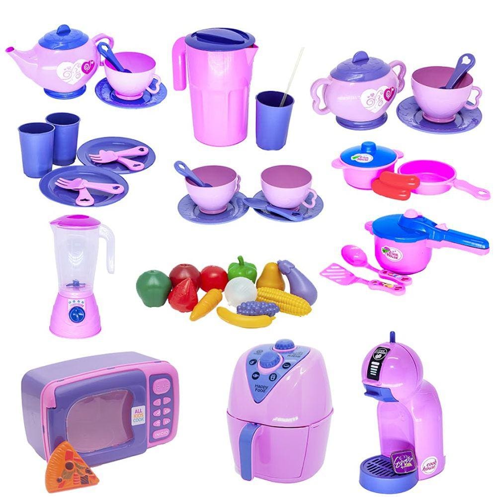 Kit Infantil Microondas Legumes Cozinha Frutinhas 48pç