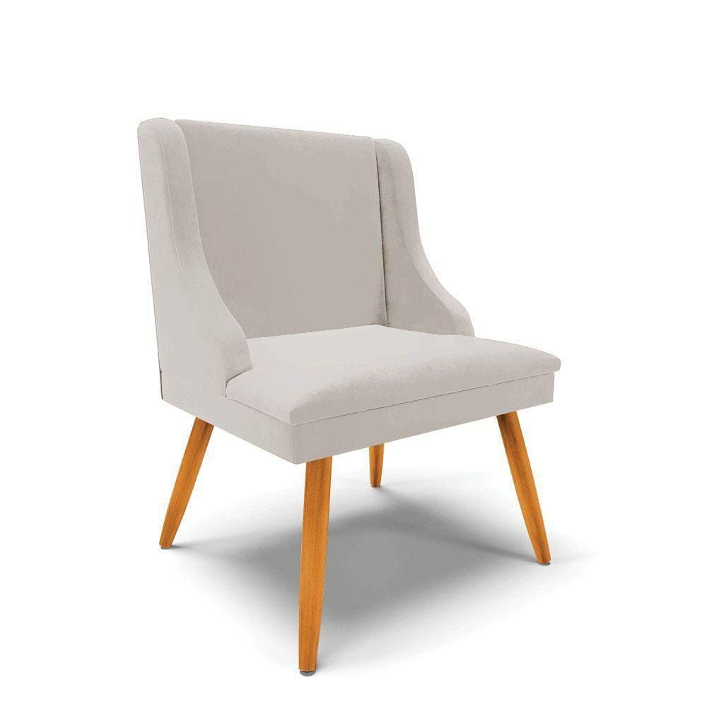 Cadeira Veludo Cinza Pés Palito Castanho