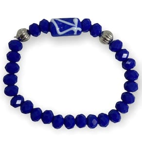 Pulseira Ogum Espada Com Firma Azul Cristal E Silicone