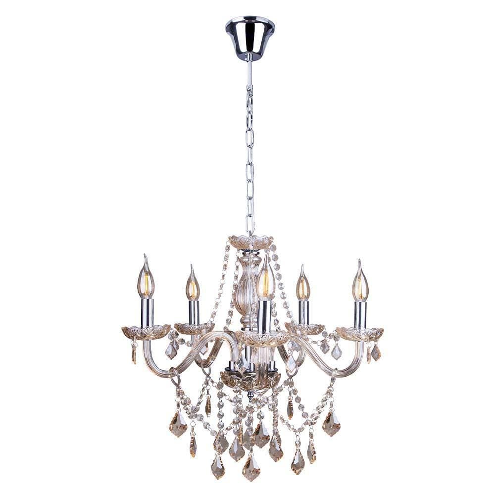 Lustre Candelabro De Cristal Legítimo France Nice 5 Braços E14