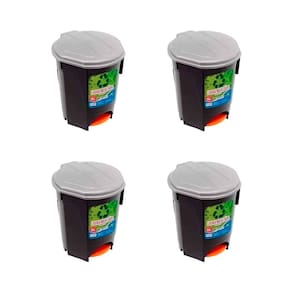 Kit 4 Lixeiras 30 Litros Multiuso Com Pedal Preta Arqplast