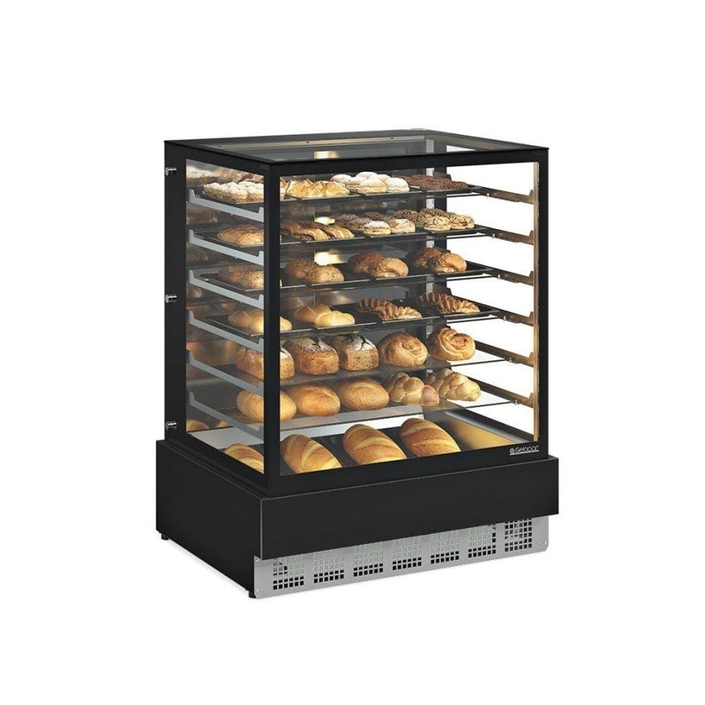 Vitrine Neutra Gelopar 1,00m Linha Gourmet Vidro Reto MGEN-100 PR-Bivolt