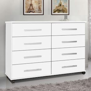Cômoda 8 Gavetas Branco Brilho Jade Primus