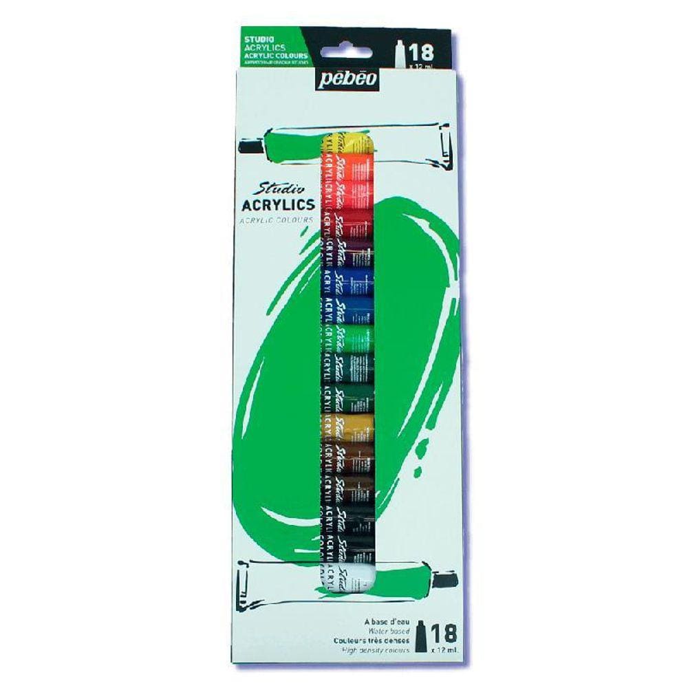 Estojo Tinta Acrílica Importada Pebeo 18 Cores 12Ml