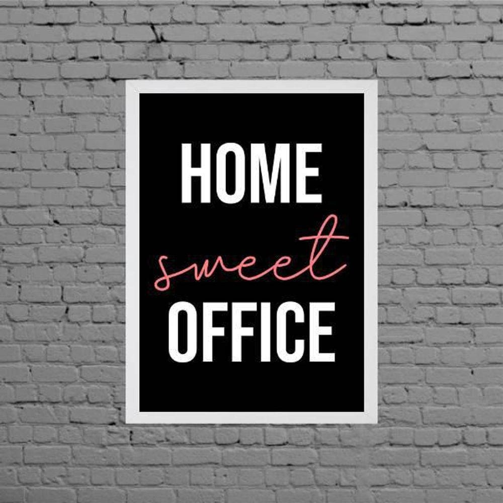 Quadro Home Sweet Office 24X18Cm Moldura Branca