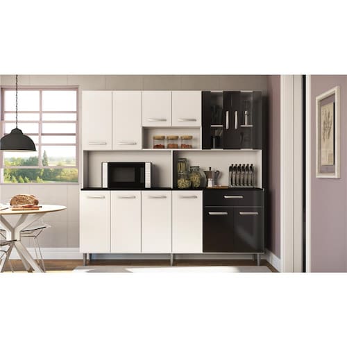 Cozinha Compacta Poliman Móveis Clara com 12 Portas e 1 Gaveta - 180cm de largura