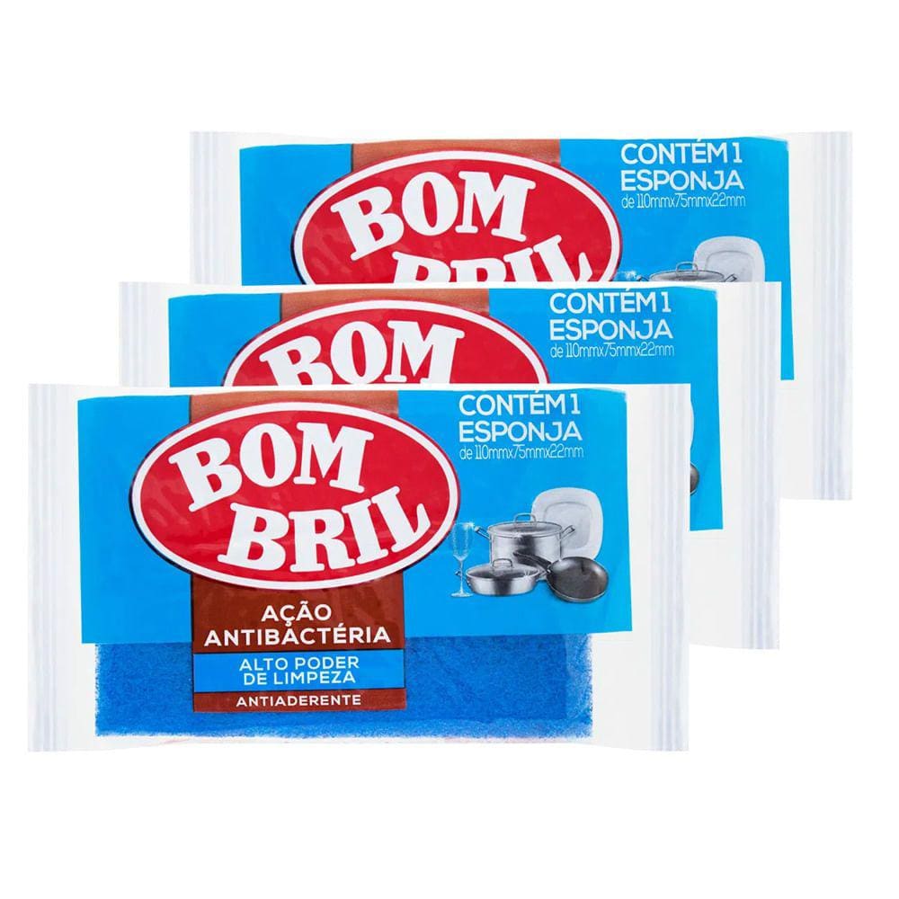 Esponja de Limpeza Bombril Antiaderente com 1 unidade | Kit com três unidades