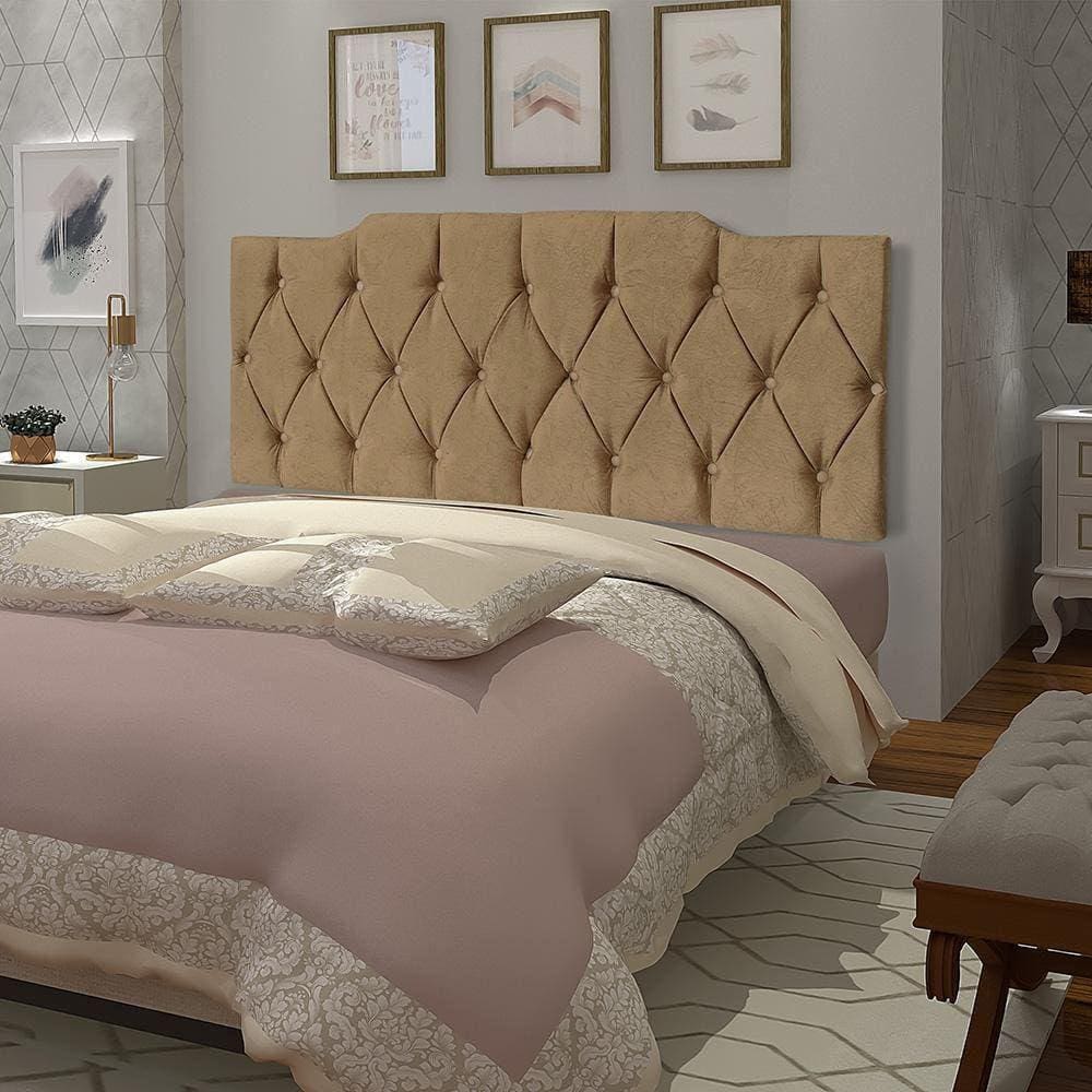 Painel Para Cama Box Queen Tânia Suede Caramelo