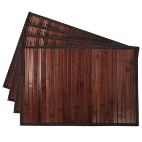 Jogo Americano 45X30 Sousplat Bambu Moldura Marrom - 4 Peças