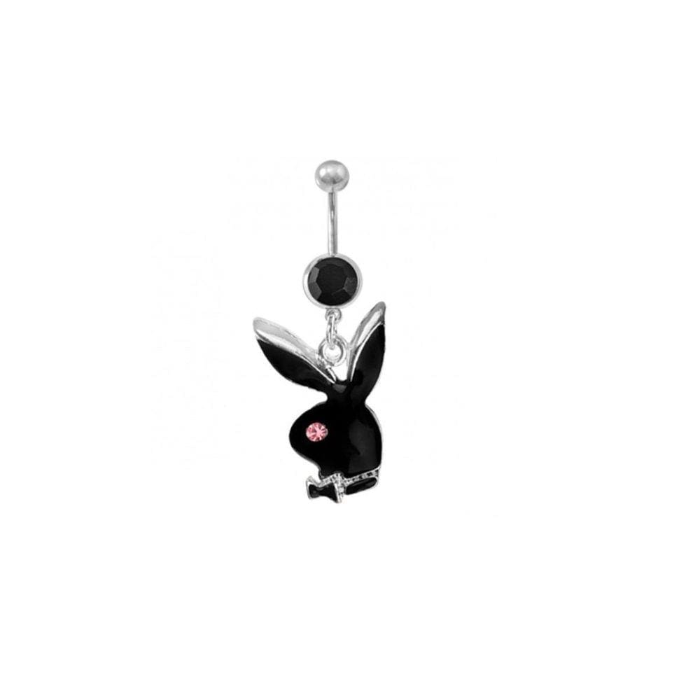 Piercing Umbigo Coelhinho Playboy Aço Cirúrgico Rosa