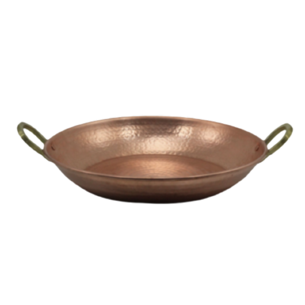 Paella Paeja Em Cobre Puro N03 Com Alças Liga De Bronze 36cm