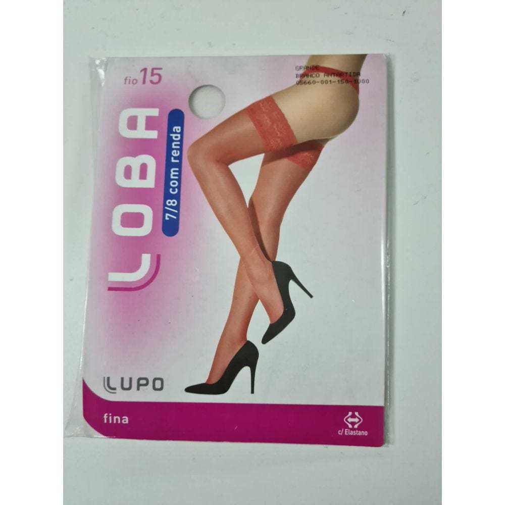 Meia 7/8 Com Renda e Silicone Fio 15 Lupo Loba 5660.