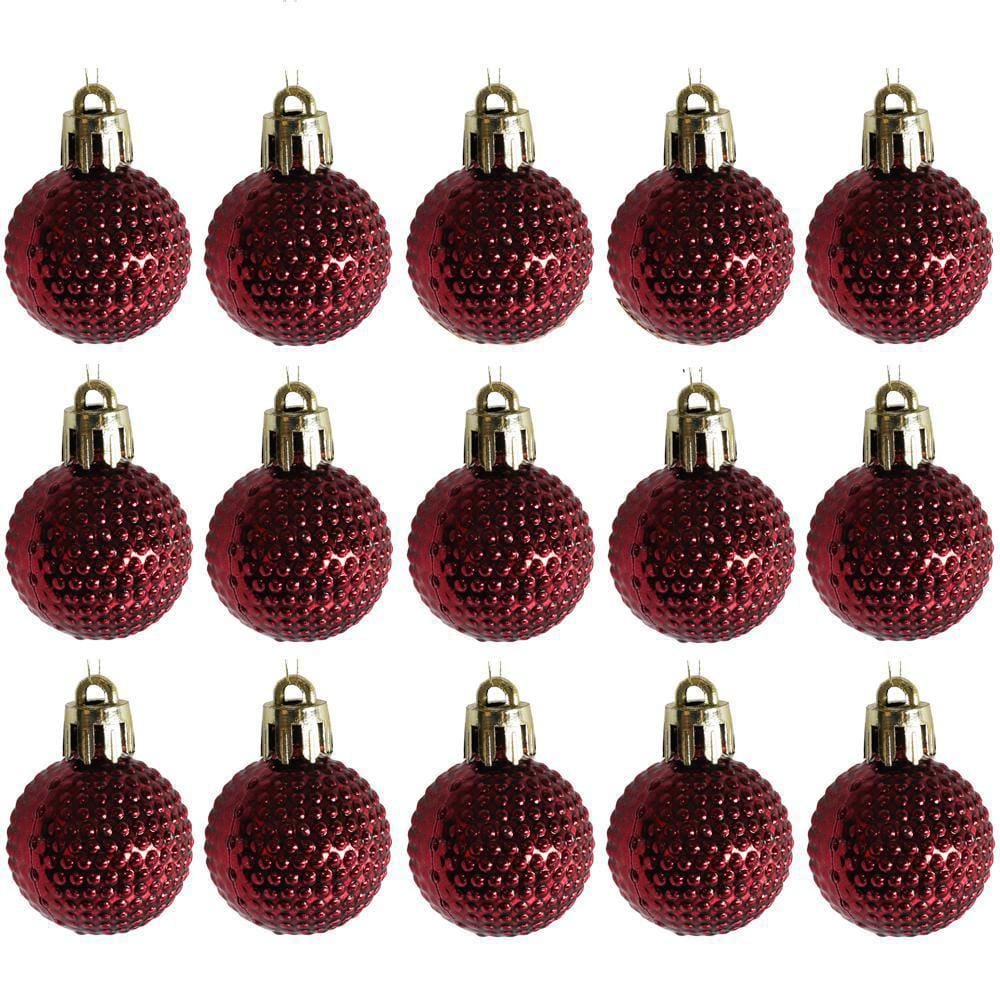 Bola De Natal Vinho Com 15 Peças 3cm De No Tubo