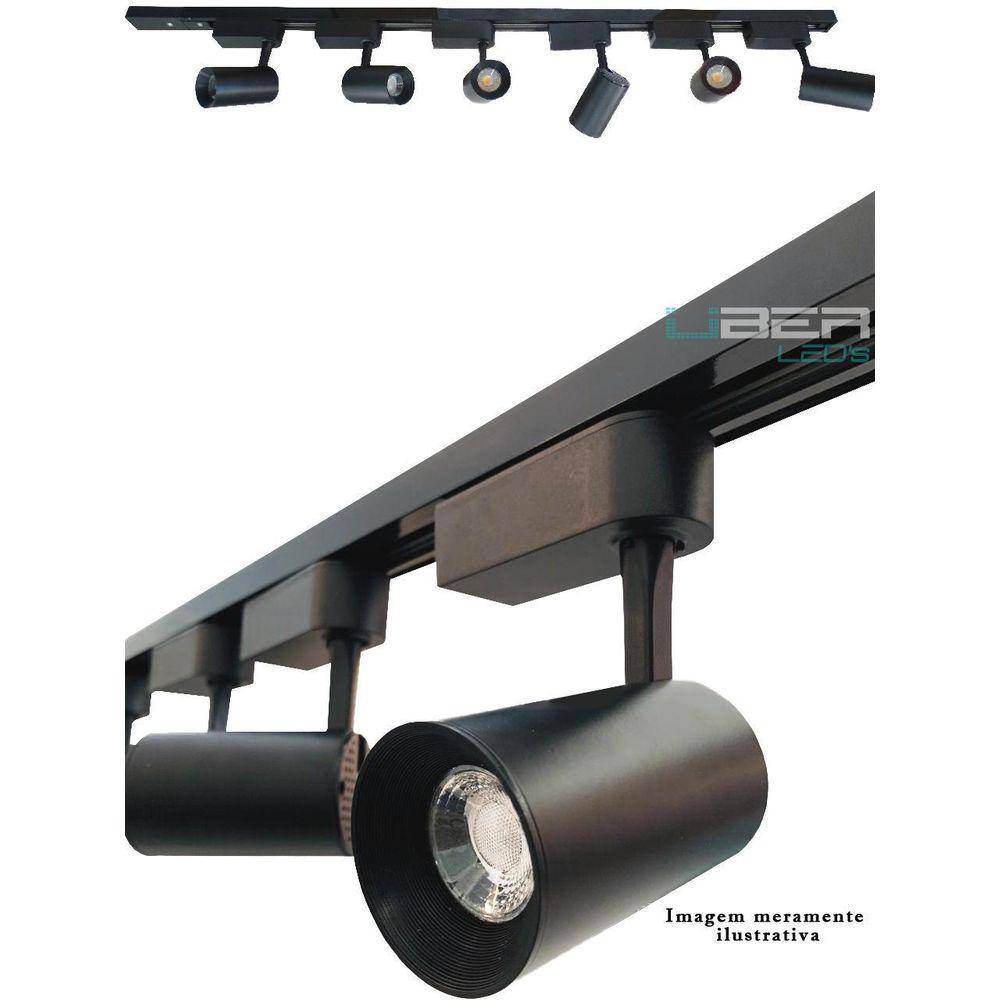 Kit Trilho Eletrificado 1M 4 Spots 7W Preto 4000K Luz Neutra
