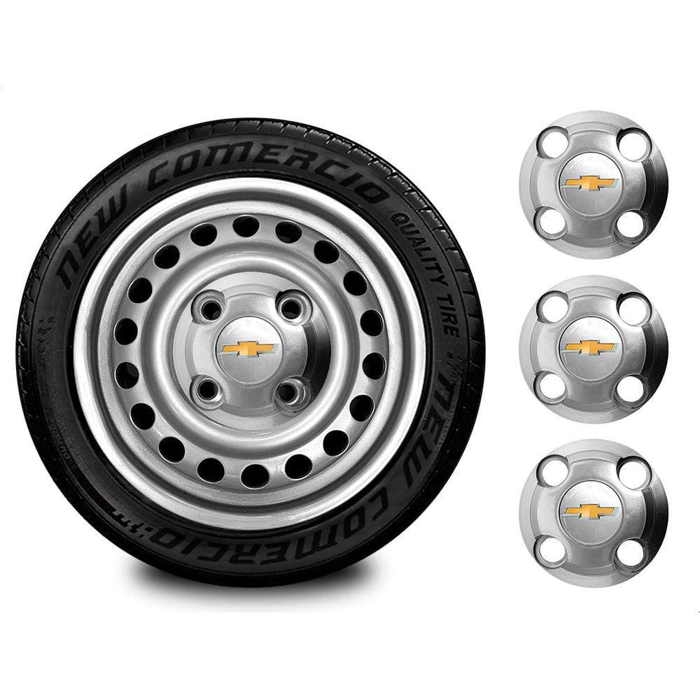 4un Calotinha Kadett 4X100 4 Furos Aro 13-15 Roda Prata