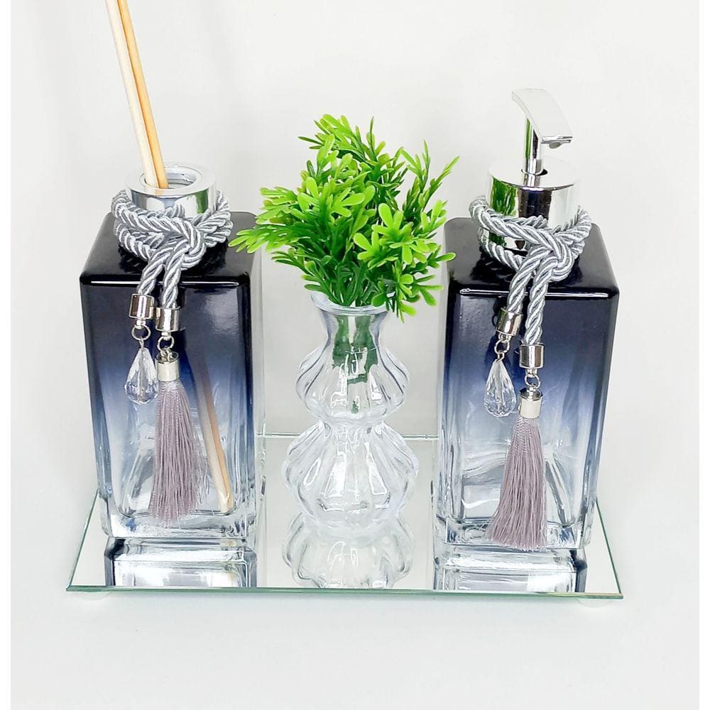 Kit Lavabo Preto Aromatizador Sabonete Liquido 250ml