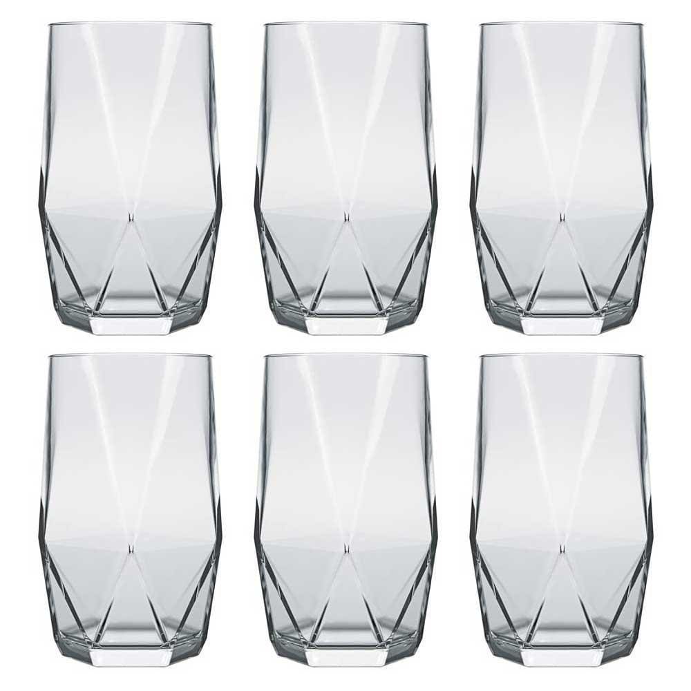 Jogo De Copos 6 Peças De Vidro Long Drink 360Mls Topázio