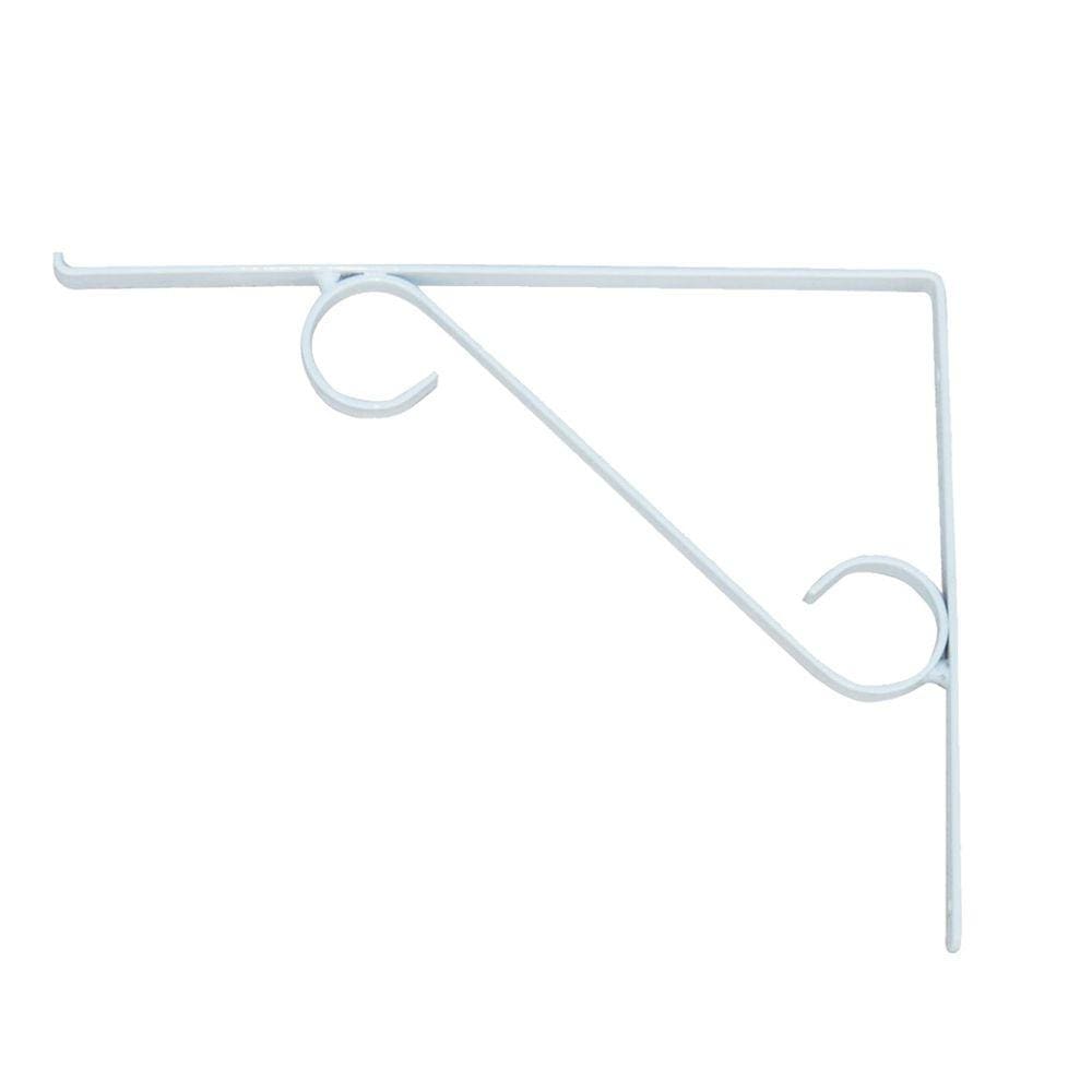 Cantoneira Branca Suporte Mão Francesa em S p/ Vidro 25x30cm