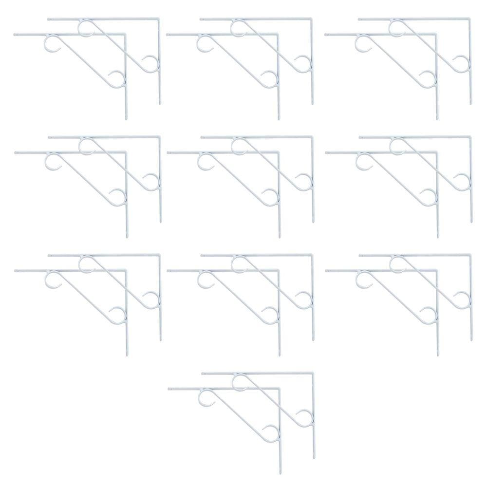 Kit 20 Cantoneira Branca Suporte Prateleira em S 20x30cm