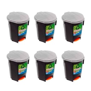 Kit 6 Lixeiras 30L Com Pedal Preta Multiuso Arqplast