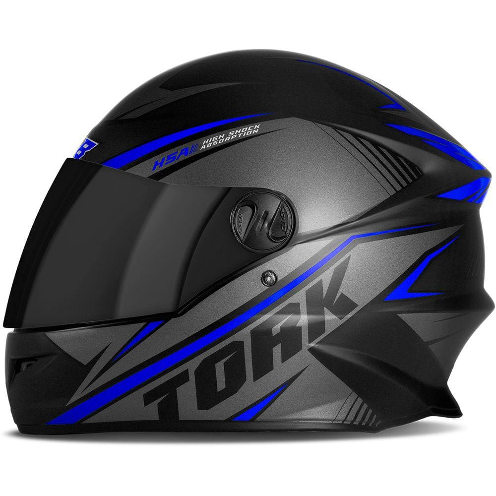 Capacete Moto Fechado Pro Tork Stealth Concept Viseira Cristal -  Azul+Laranja