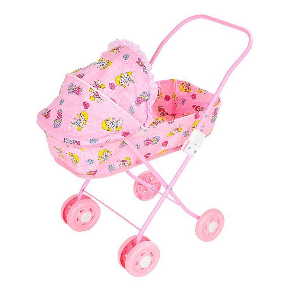 Carrinho de Boneca Bercinho com Capota - Rosa - MEP Kids