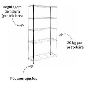 Estante Organizadora Multiuso Aço Cromado 180X90X35Cm Deluxe