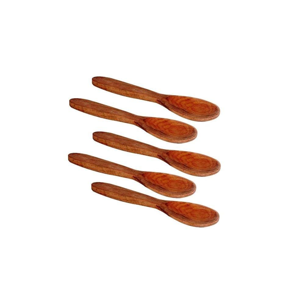 Kit 5 Peças Colher De Pau Madeira Modelo Reforçada 28 Cm